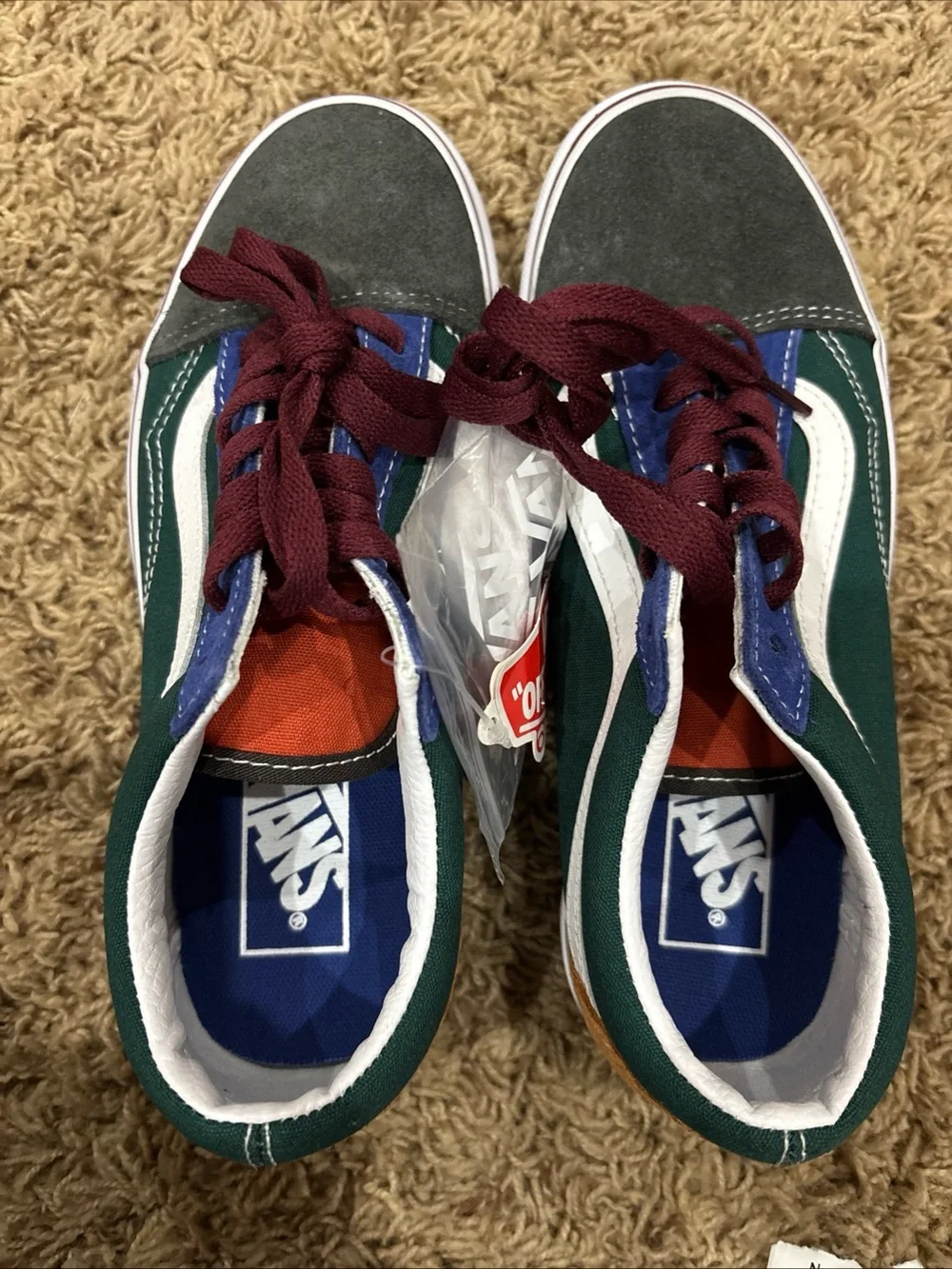Vans Old Skool Shoes Men Size 5.5 Women 7 Color Mix Suede Canvas New Blue Bottom